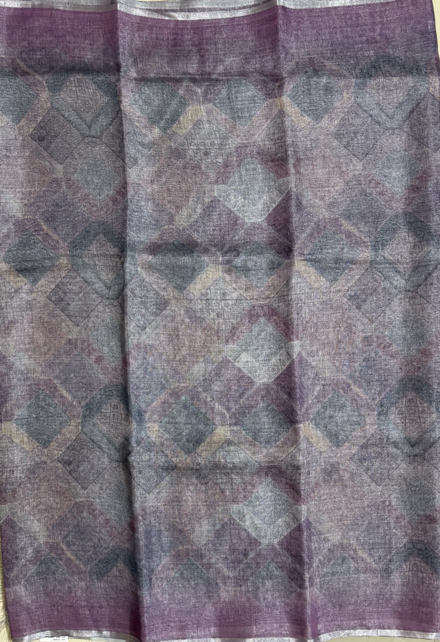 Pure Linen Tissue Digital Printed Saree hover view